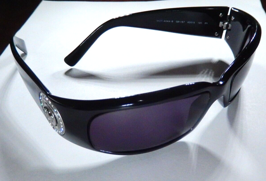 Versace 4044-B Sunglasses Black Silver Coin Medusa Swarovski Crystals With Case