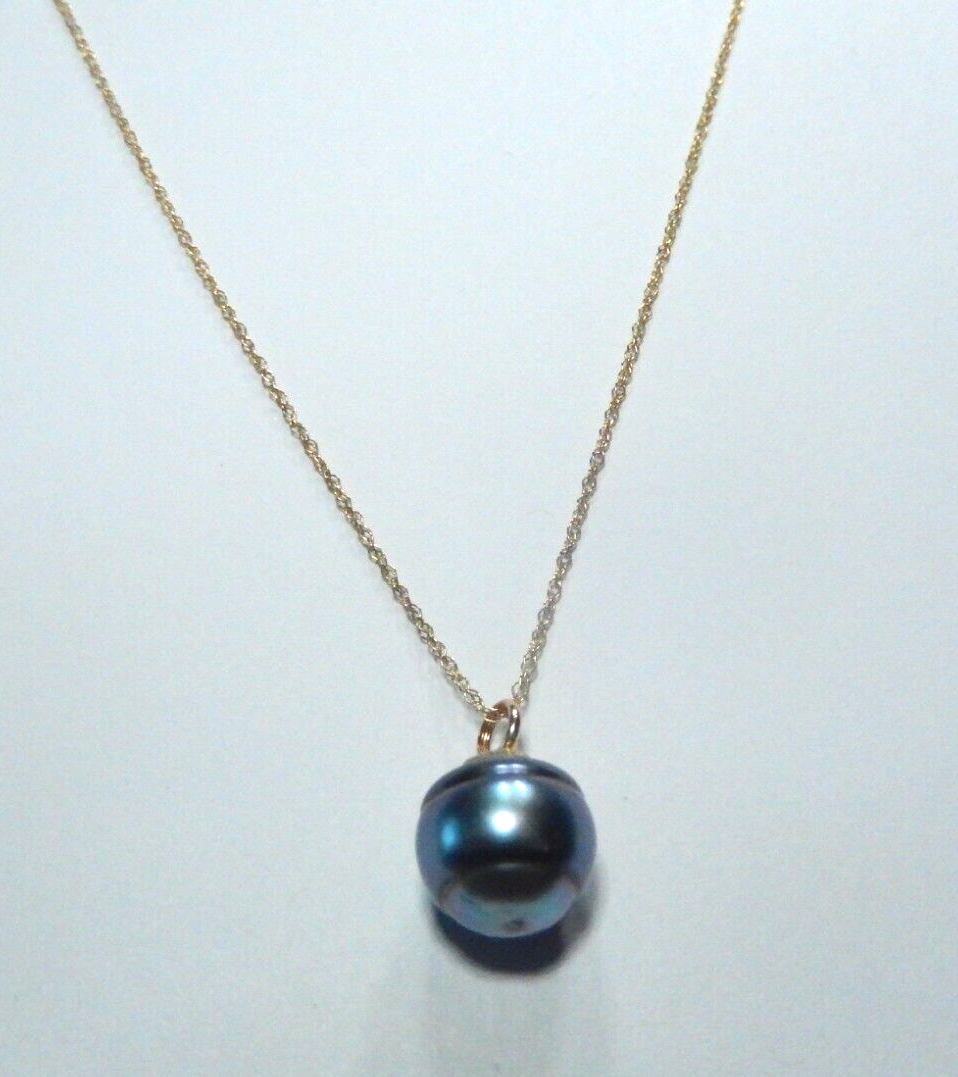 14K Yellow Gold Tahitian 11mm Pearl 18" Necklace