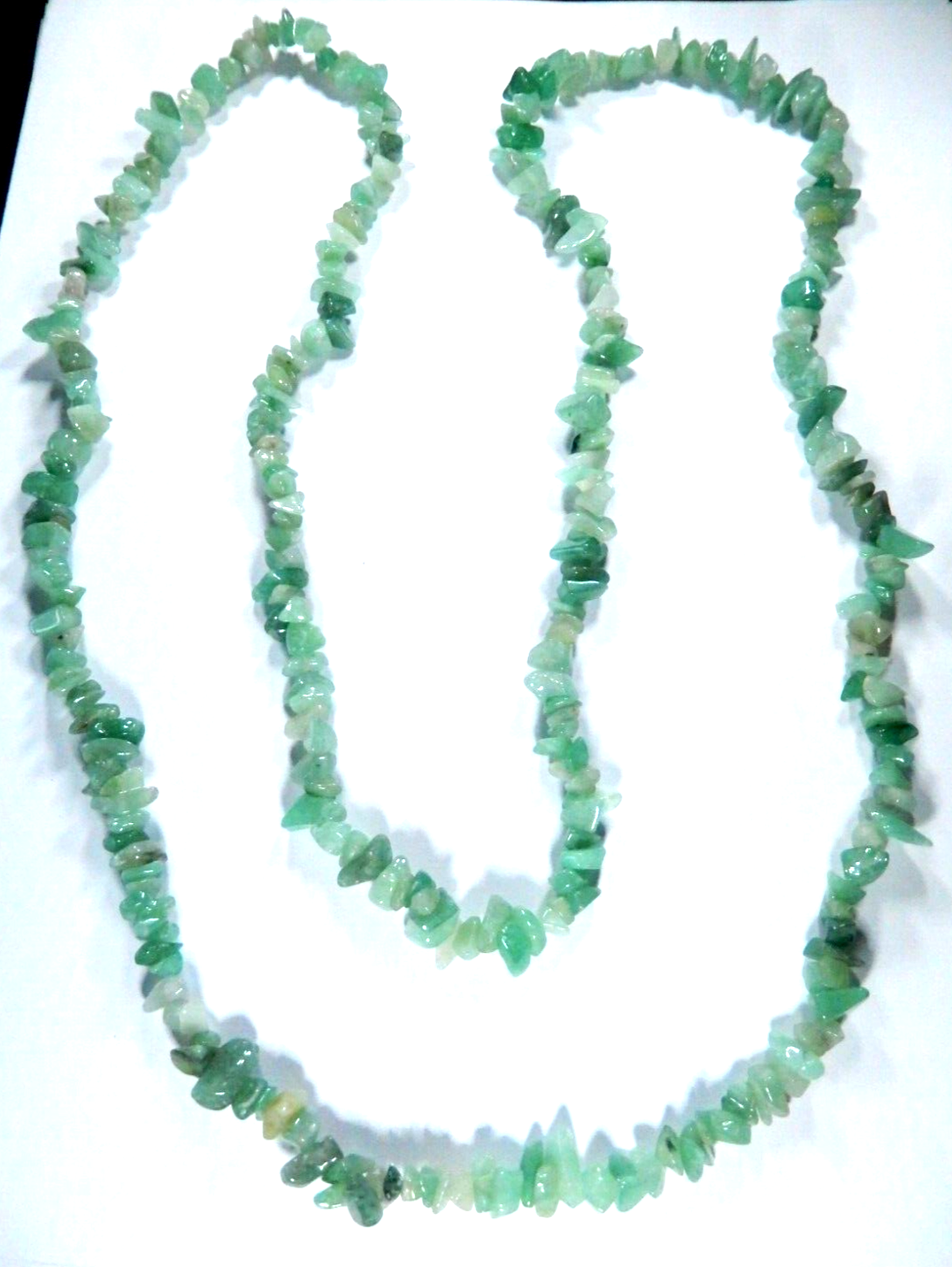*VINTAGE*   Green Jadeite/Jade Chip Infinite Strand Necklace 42" NO CLASP.