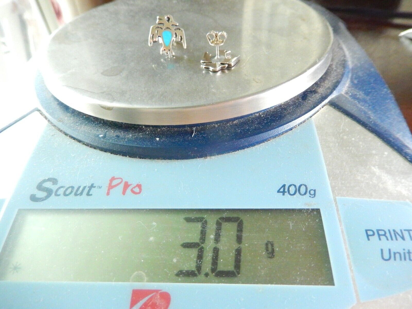 Vintage Southwestern Sterling Silver Turquoise Thunderbird Post Stud Earrings