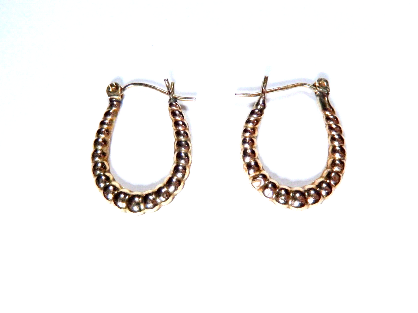 VINTAGE - 10K Yellow Gold Scalloped Hoop Earrings 3/4" x 5/8" - 1.3 grams