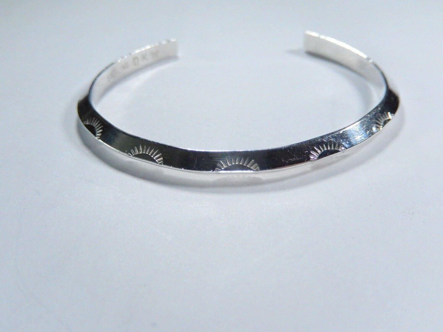 VINTAGE - Native American Artist "DKW" Signed Sterling Silver Tooled Cuff