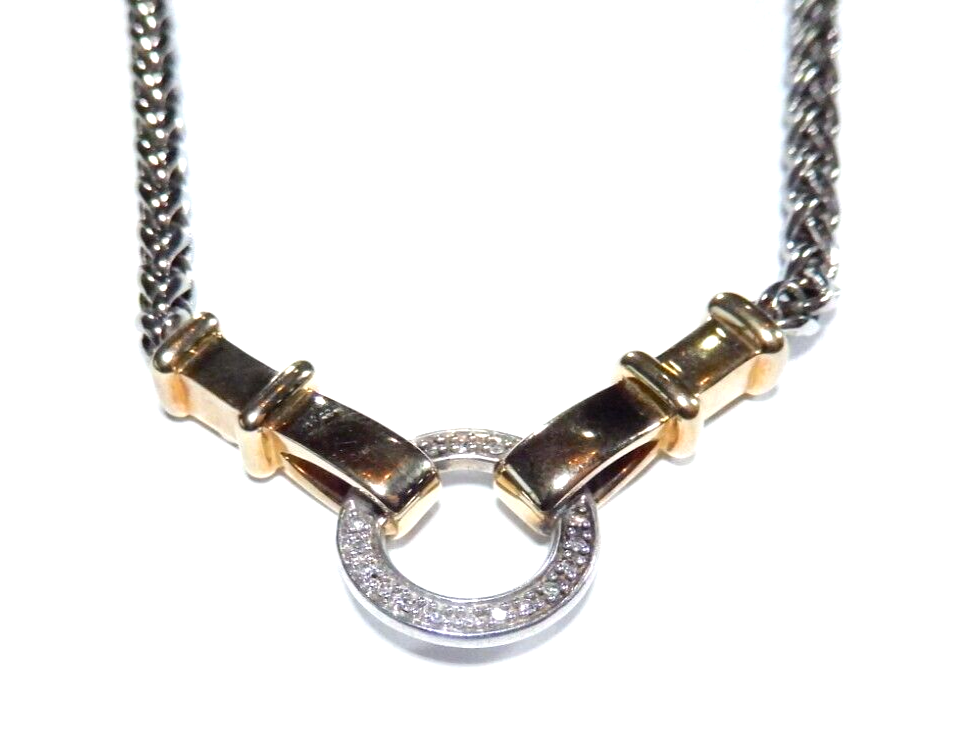 ALWAND VAHAN 14k Gold Sterling 925 Eternity Diamond Statement 18 Necklace 25gms