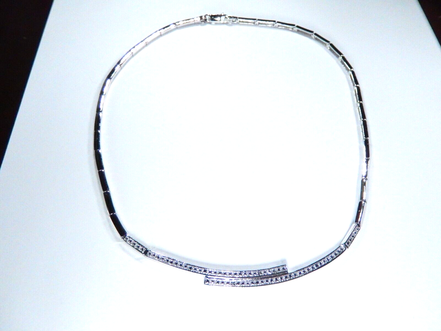 Ross Simons Ster Silver Rhodium Plated Diamond Accent Bar Link 17" Necklace