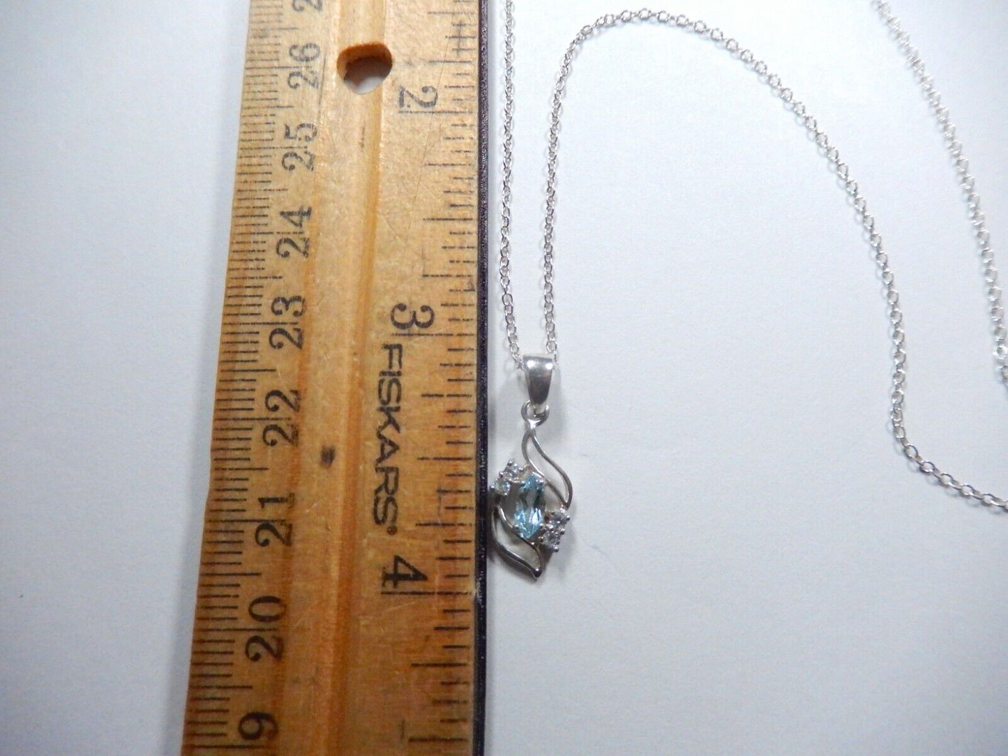 Sterling Silver Blue Topaz and CZ Pendant Necklace 18"