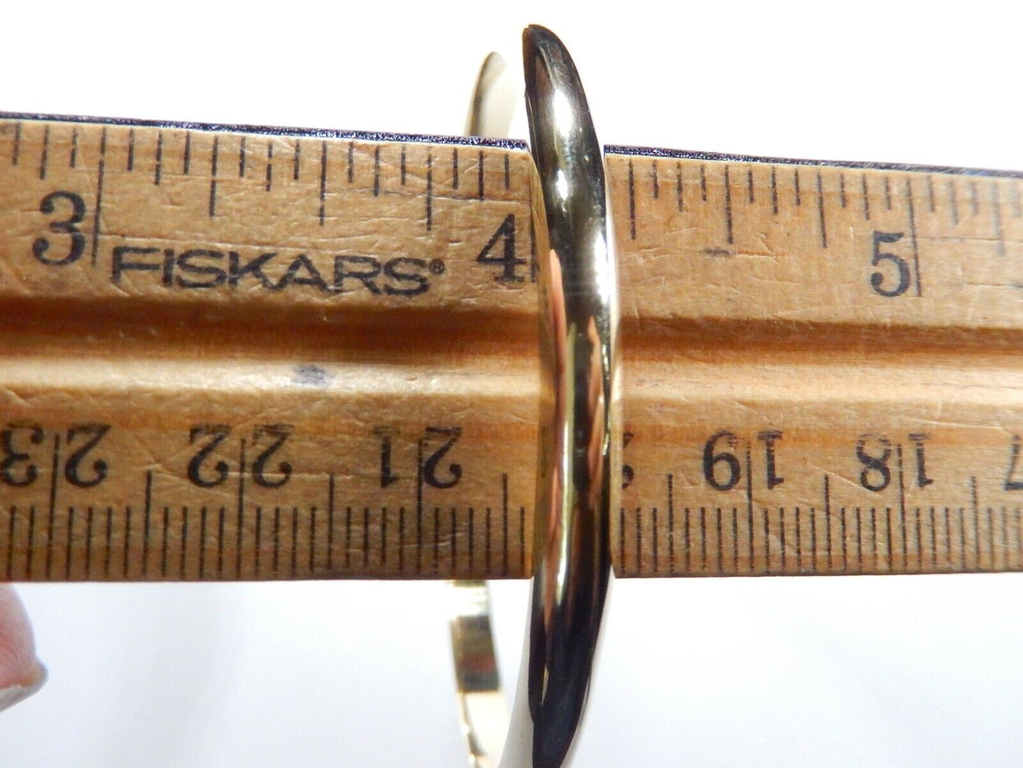 *VINTAGE* Smooth High Polished 5mm Wide Gold Vermeil Hinged Bangle Bracelet