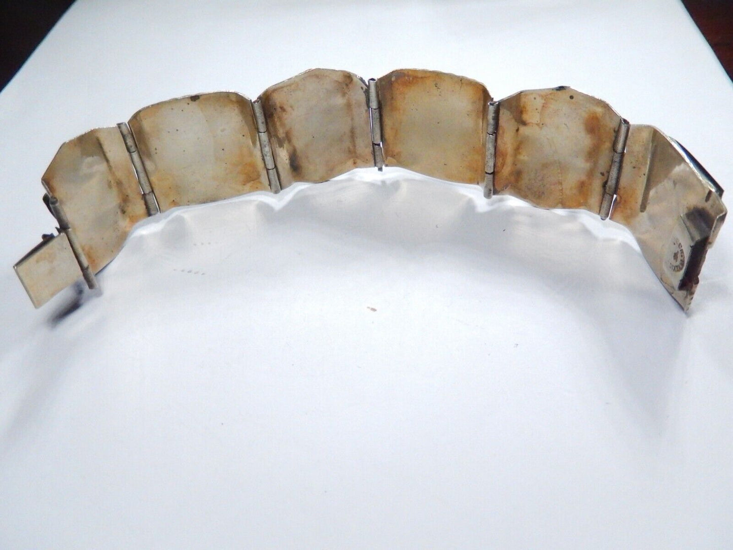 VINTAGE ONYX PANEL BRACELET HECHO EN MEXICO ABOUT 7 " LONG