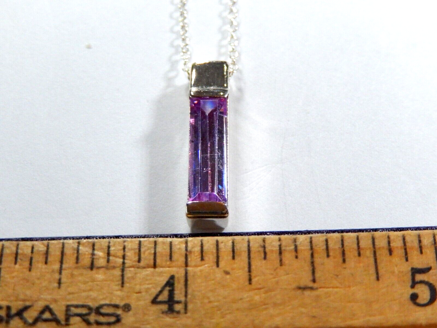 Sterling Silver Purple Amethyst Pendant w/18" Sterling Chain