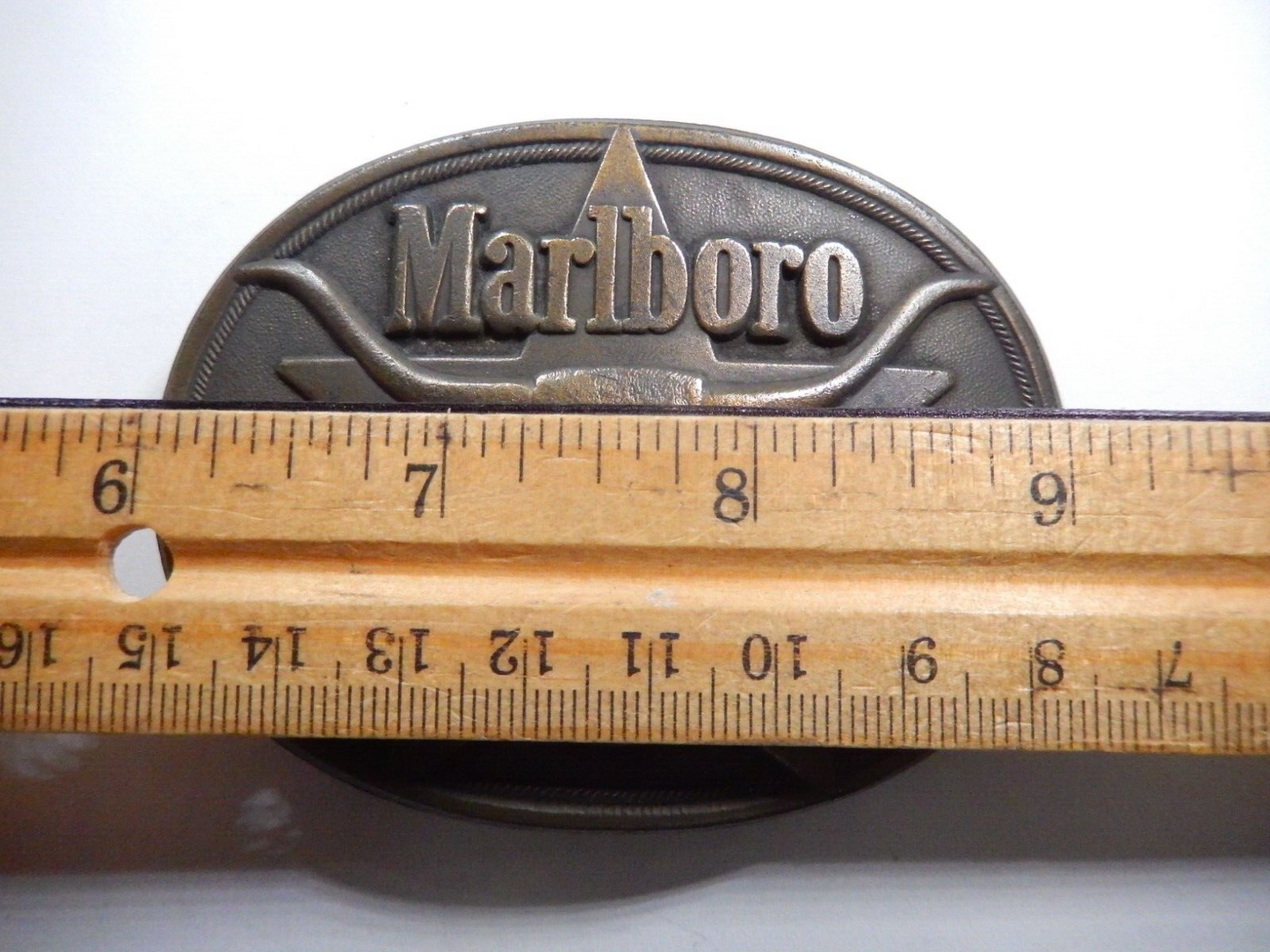 Marlboro Long Horn Bull Solid Brass 1987 Tobacco Belt Buckle Philip Morris Inc