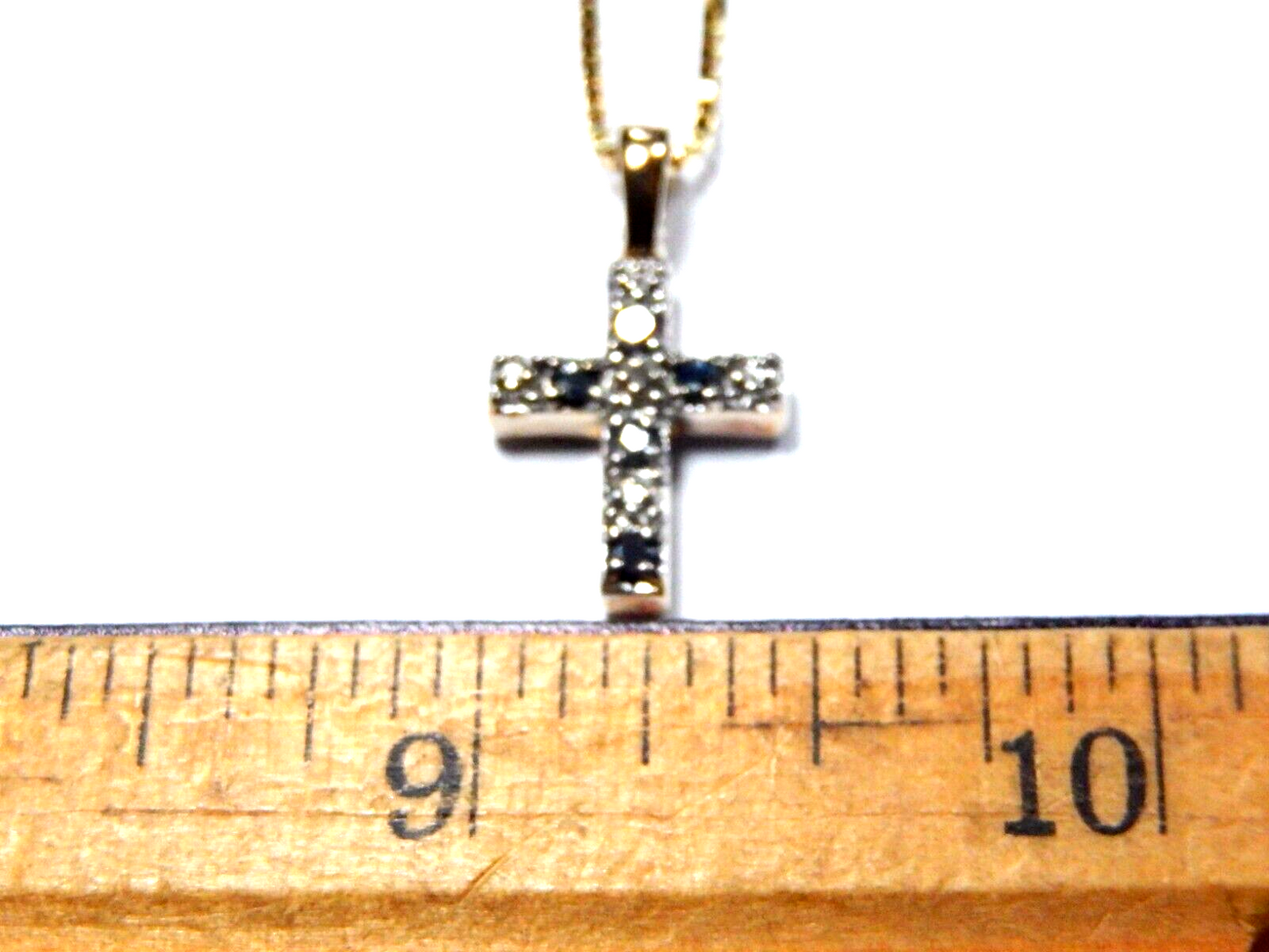 Ross Simons 925 Vermeil Sapphire  Diamond Accent Cross Pendant w18 Chain