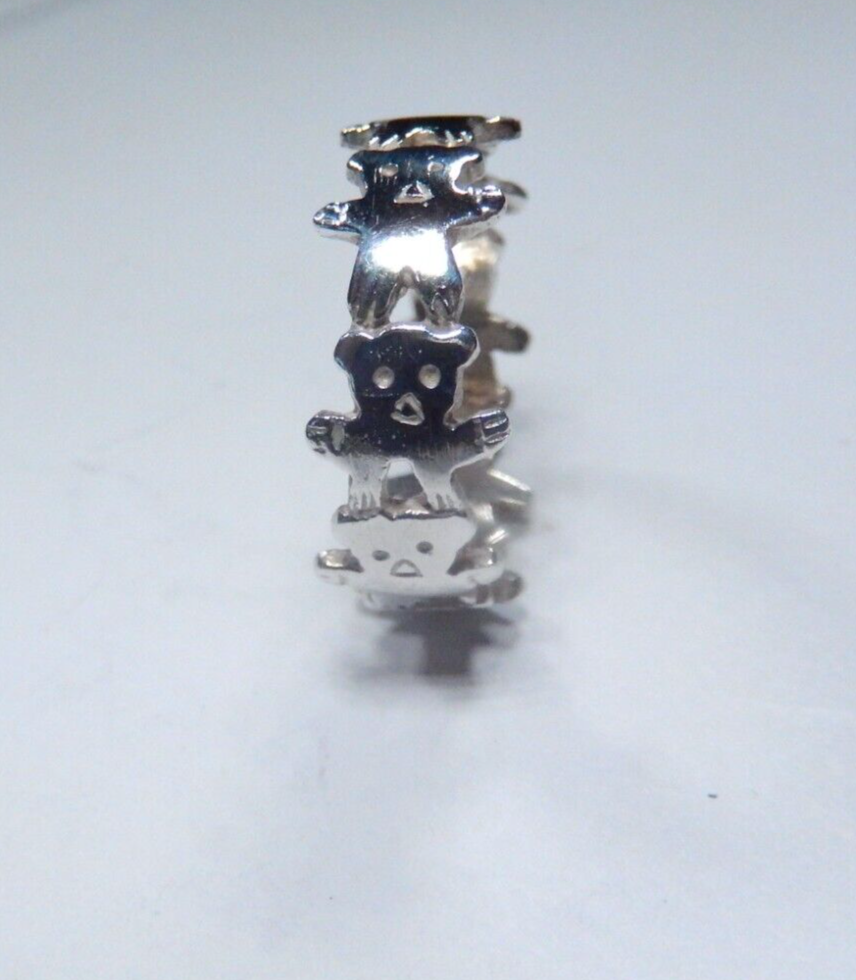 925 STERLING SILVER 7.5 mm WIDE TEDDY BEAR BAND RING SIZE 7.75