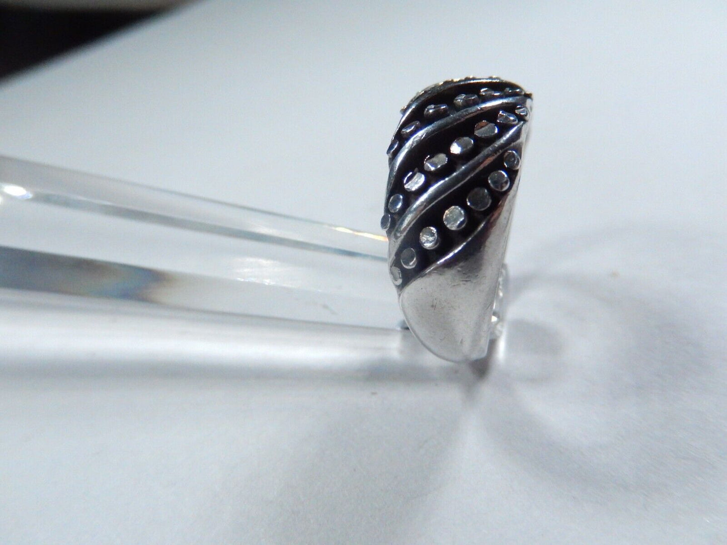*VINTAGE*  Sterling Silver 925 Cast Ball Dot Dome 9mm Wide Band Ring Size 7.25