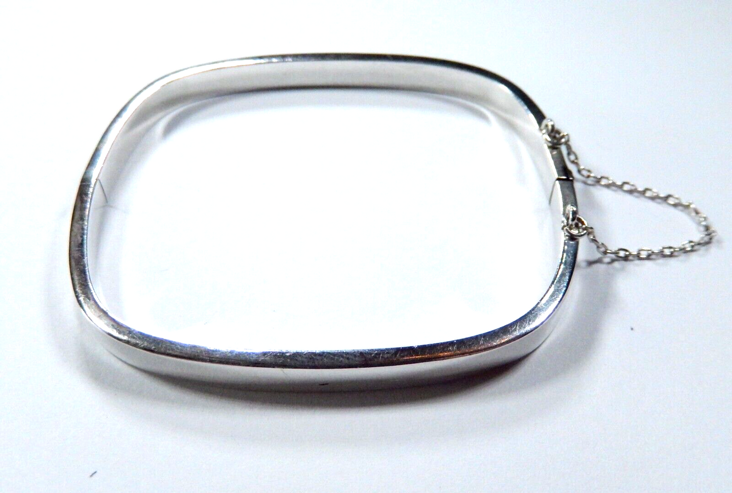 *VINTAGE*  Sterling Silver Square Hinged Bangle Modernist Bracelet