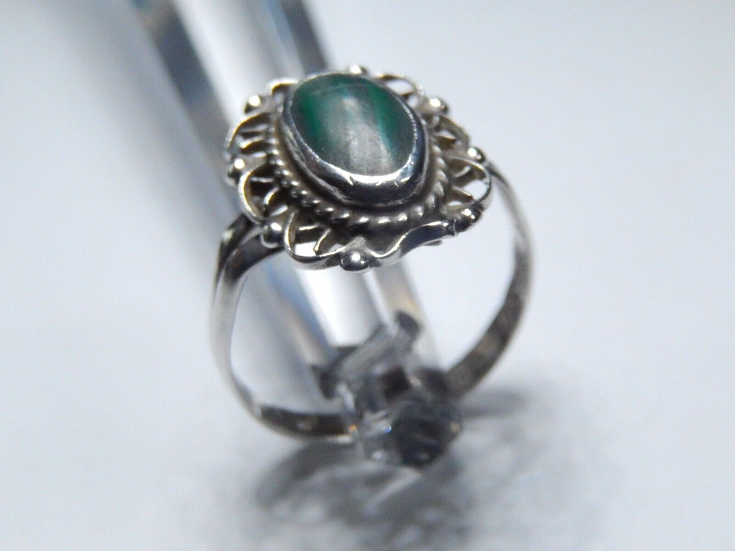 Vintage Southwest Sterling Silver Malachite Ring Size 6.5