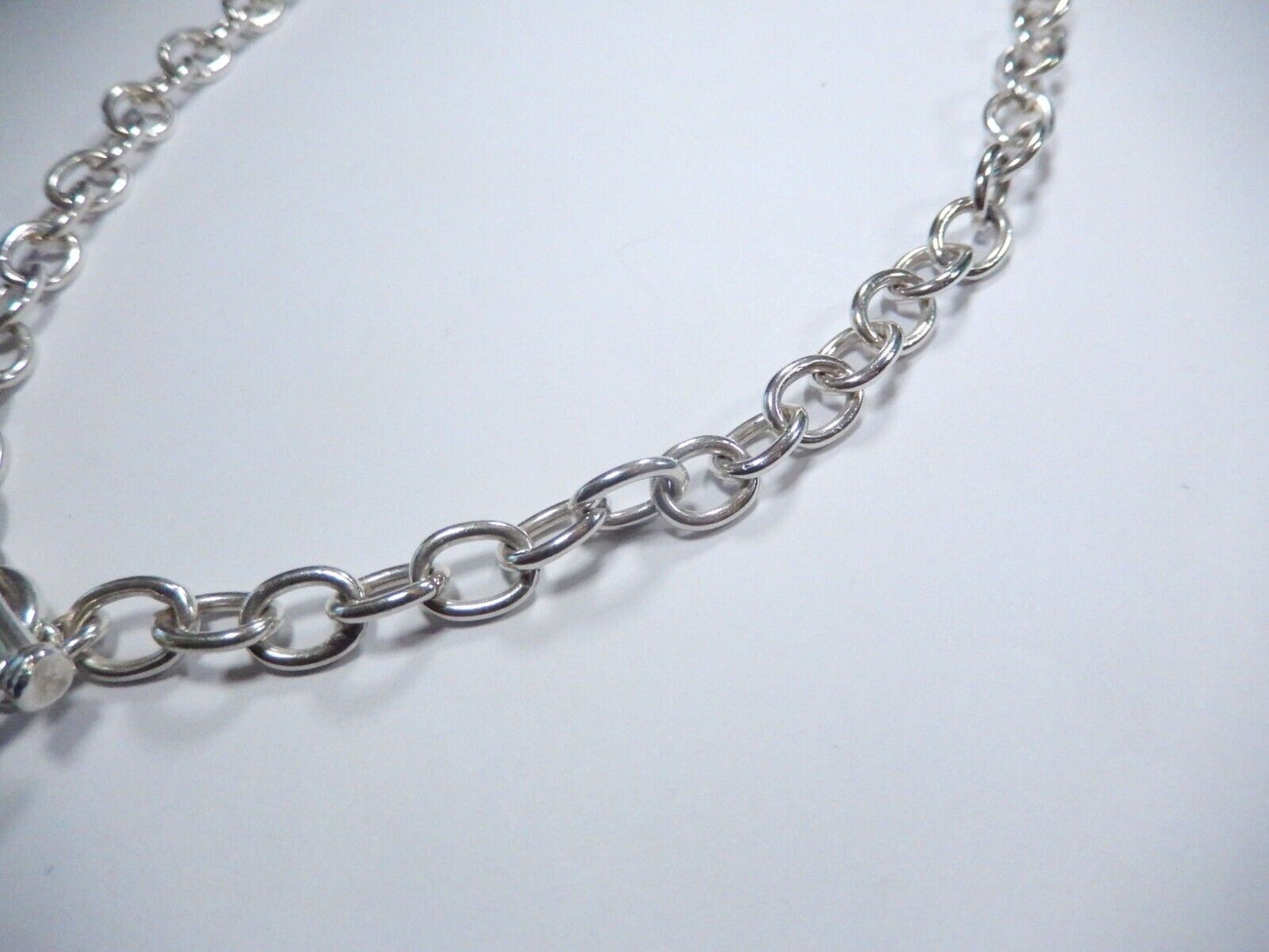 *VINTAGE*  16" Sterling Silver Rolo Link Necklace with Toggle Clasp with  Disc
