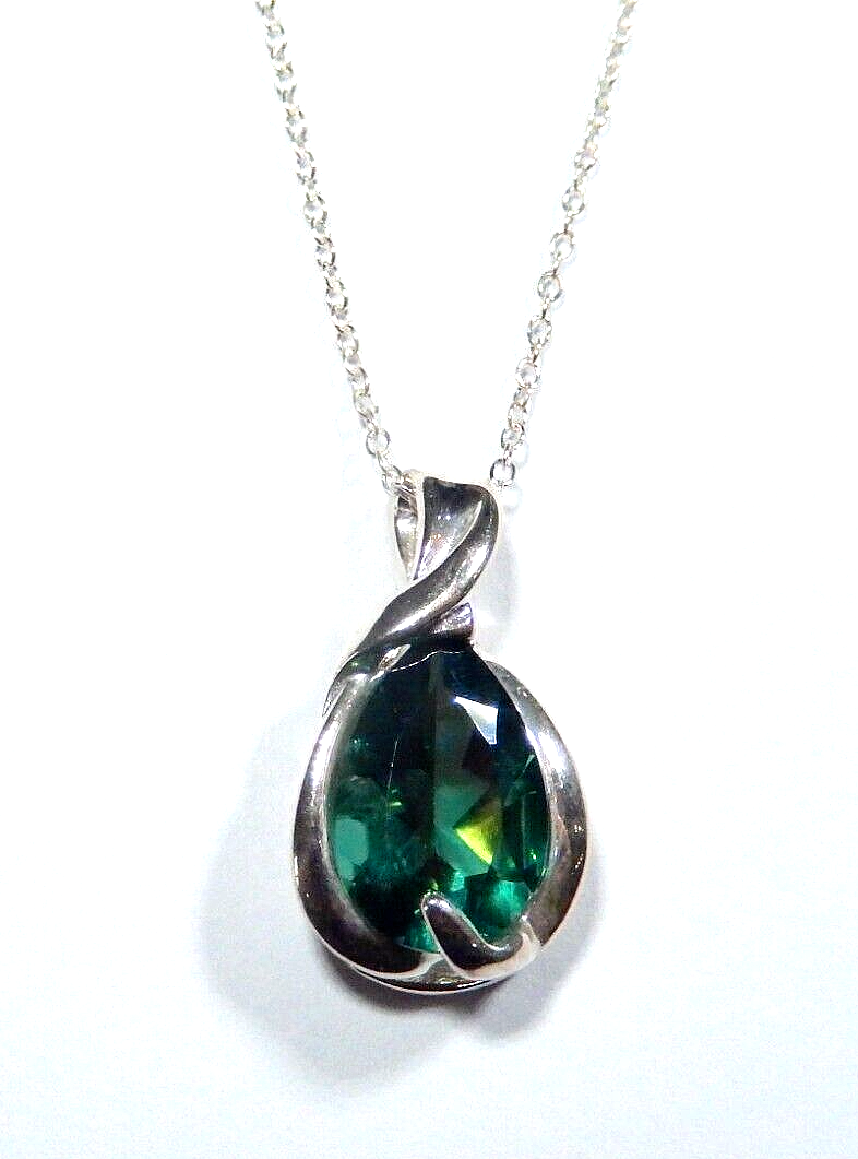 Gorgeous Green 400 CT Tsavorite Garnet 925 Sterling Silver Pendant w18 Chain