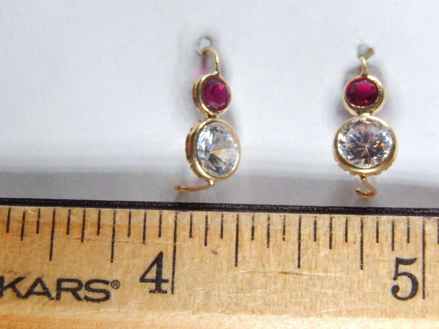 Gorgeous 14k Yellow Gold Round Cut Sparkling  CZ French Wire Hook Earrings