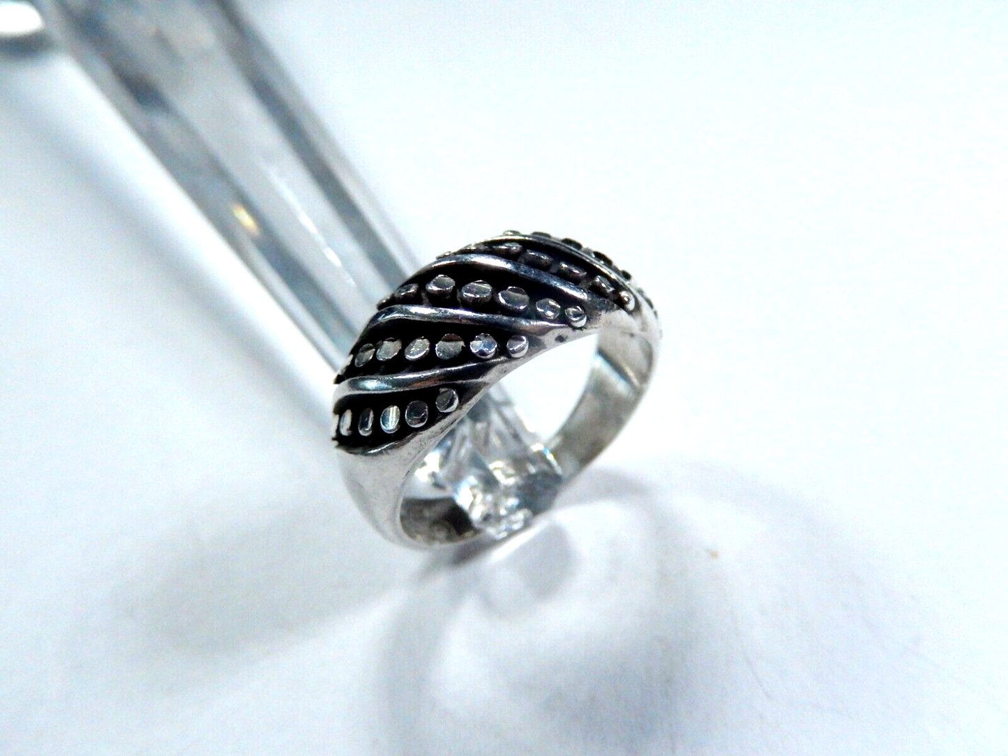*VINTAGE*  Sterling Silver 925 Cast Ball Dot Dome 9mm Wide Band Ring Size 7.25