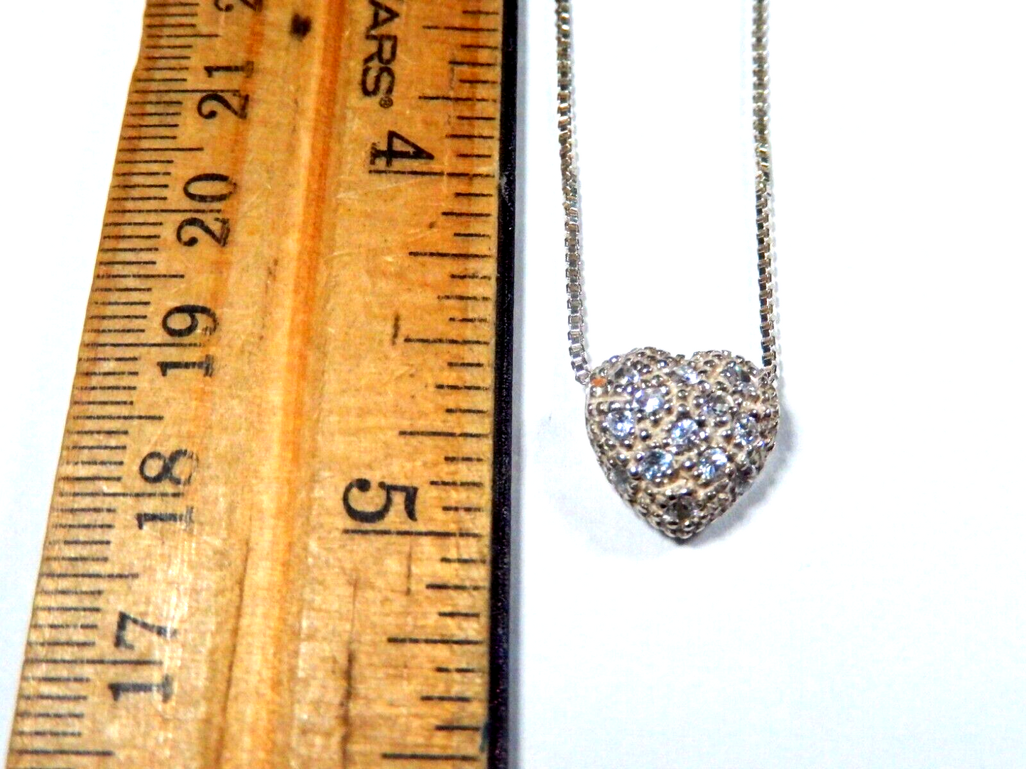 VINTAGE Avon 925 Sterling Silver Crystal Heart Pendant 18 Necklace