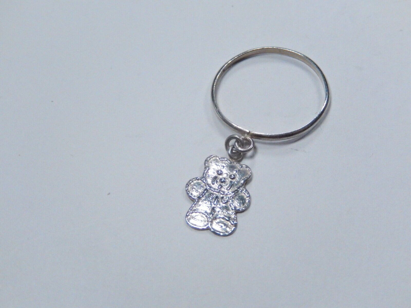 *VINTAGE*  Sterling Silver Dangle Teddy Bear Ring Size 7
