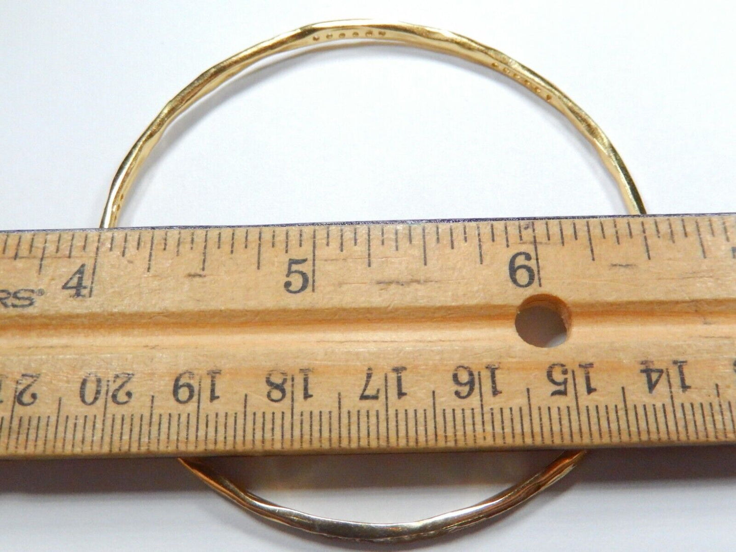 VINTAGE - 2.5mm Wide Gold Vermeil Cubic Zirconia Sterling Bangle Bracelet 7"