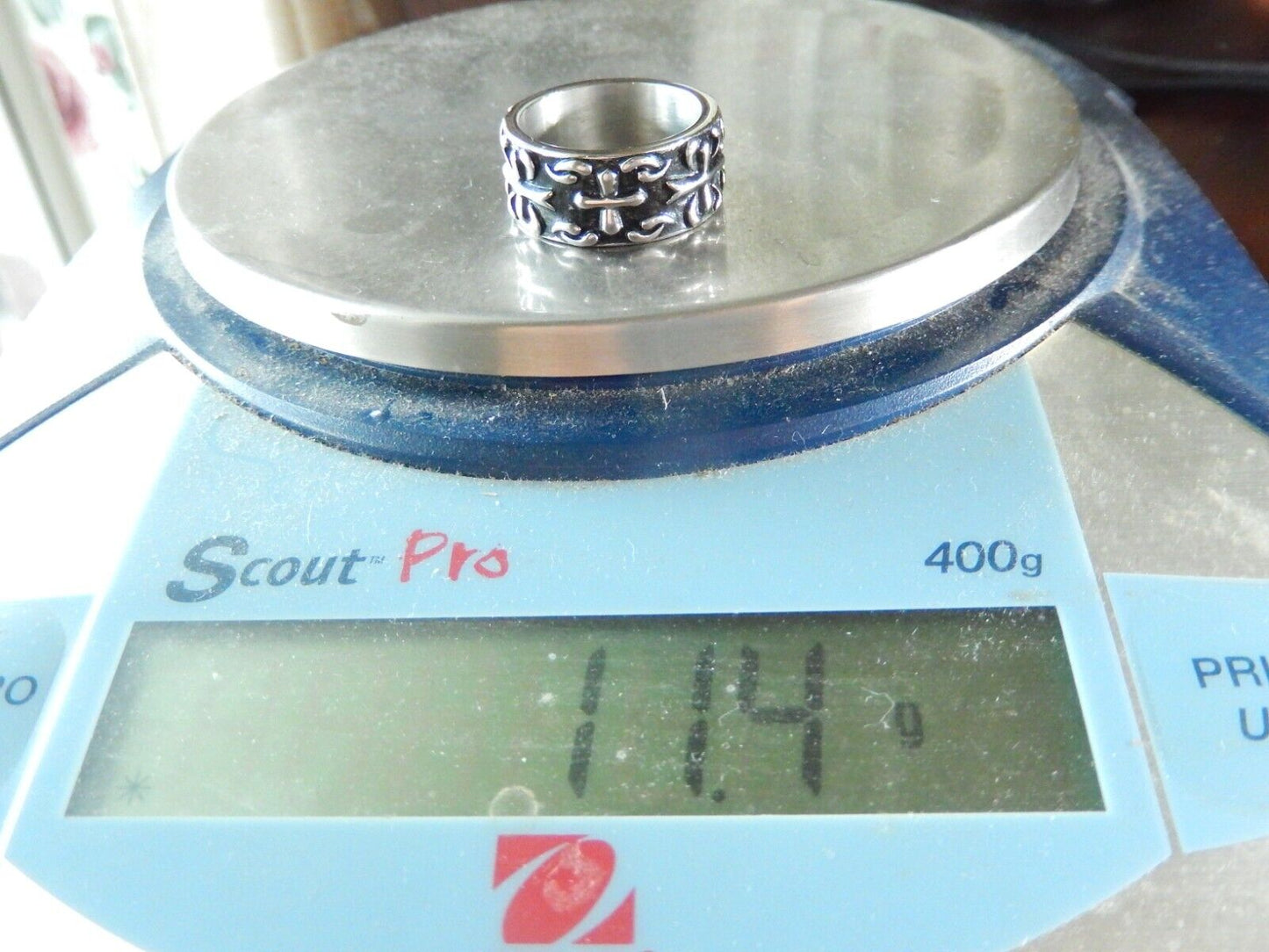 Stainless Steel 10.5 mm Cross Band Ring For Unisex Size 9.25