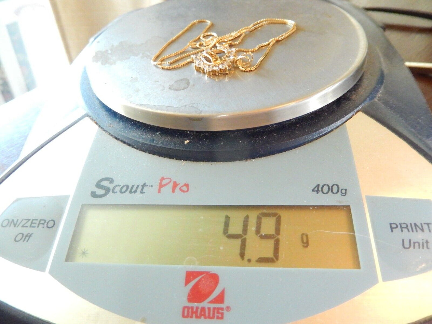 Ross Simons Gold .925 Vermeil & CZ MOM Heart Pendant & 18" Vermeil Chain