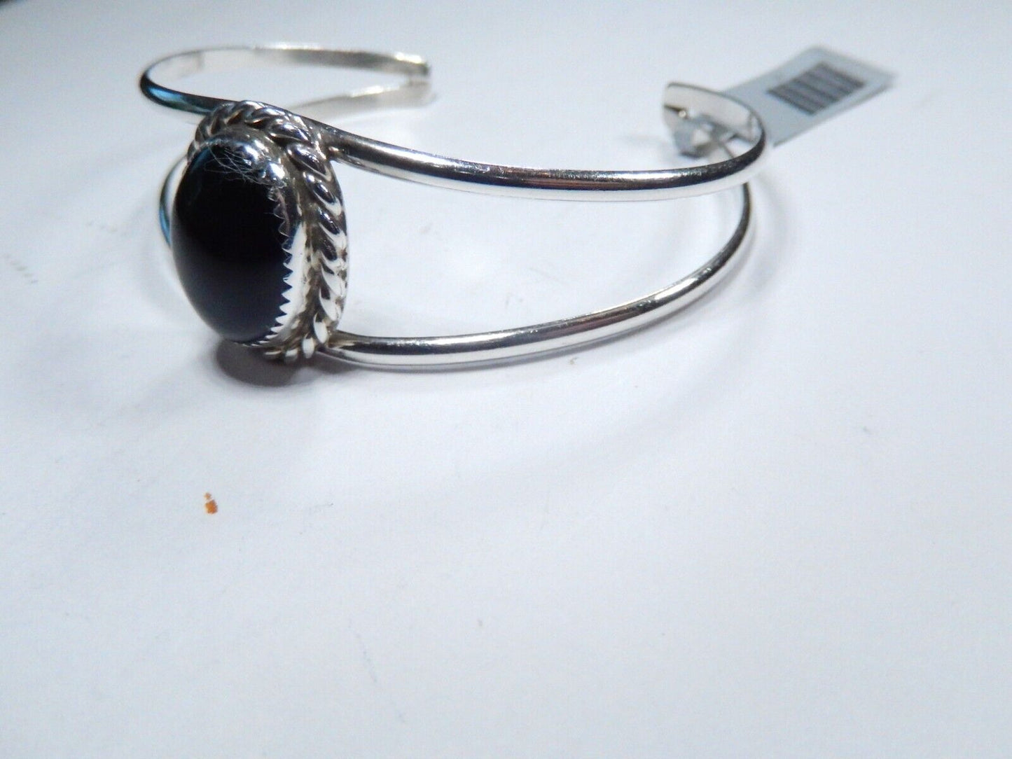 *VINTAGE*  Signed "TT"  Native American Sterling 925 Black Onyx Bracelet