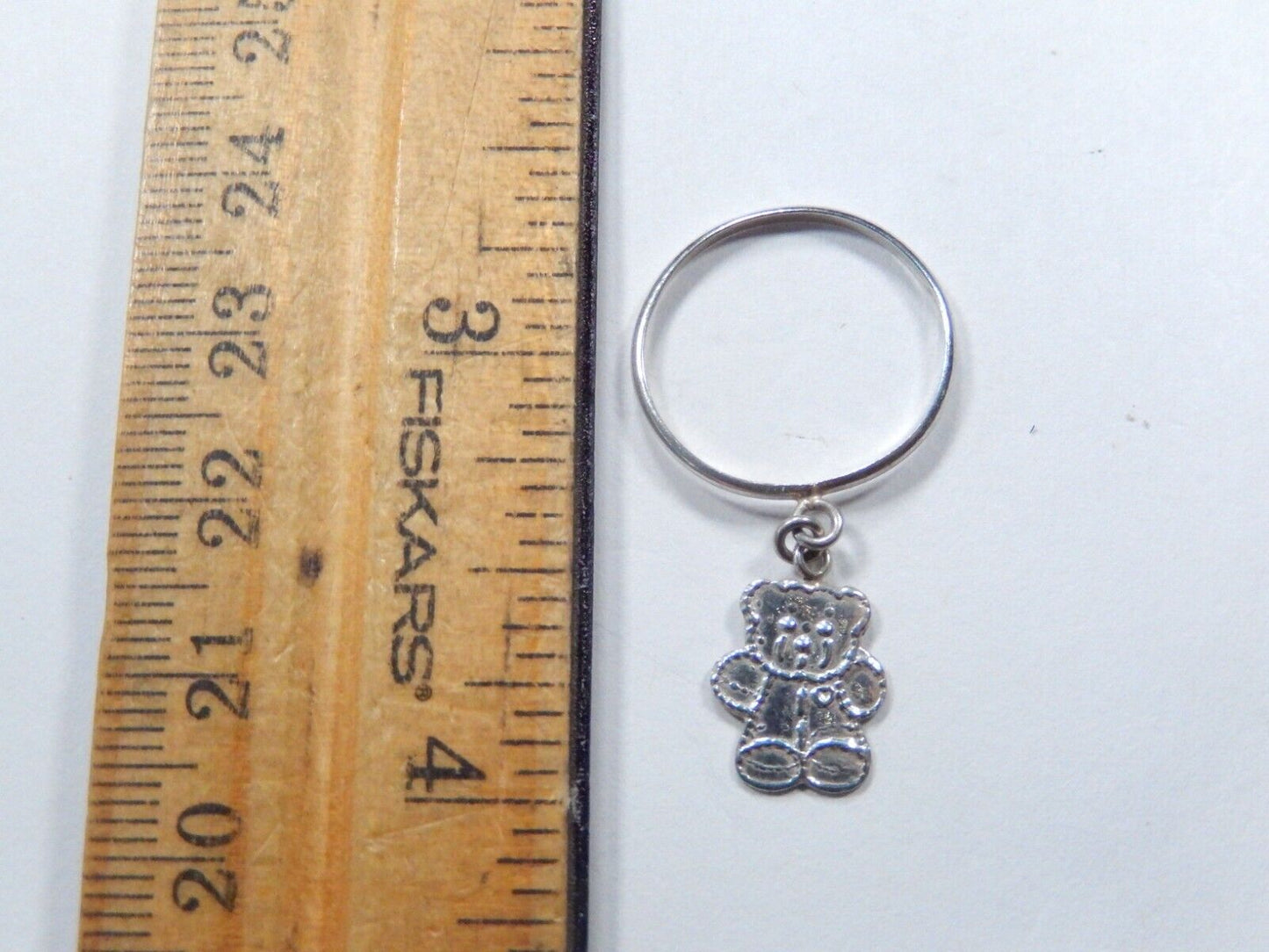 *VINTAGE*  Sterling Silver Dangle Teddy Bear Ring Size 7