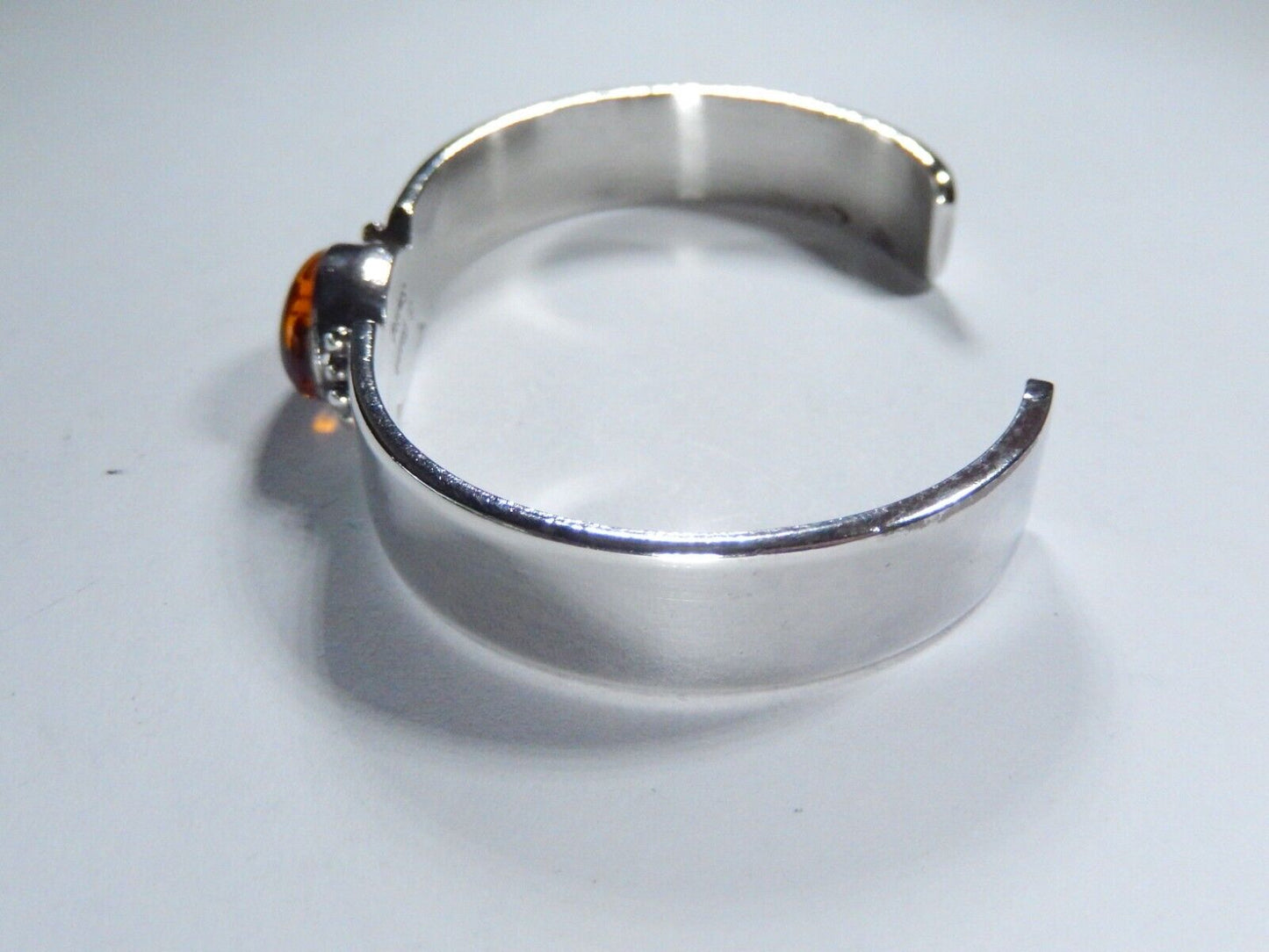 NAVAJO G. YAZZIE AMBER STERLING SILVER THICK CUFF BRACELET 11mm WIDE 33.8 grams