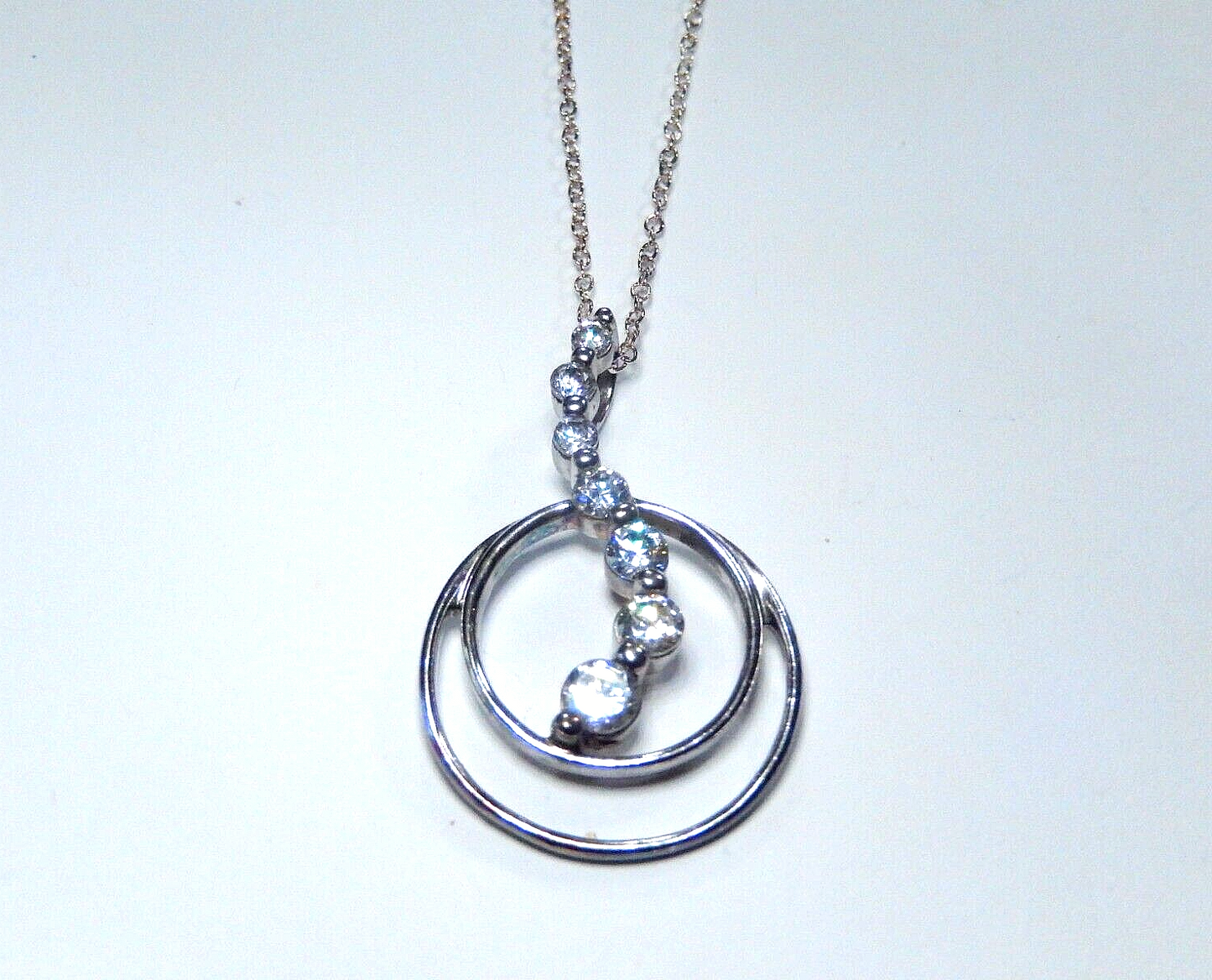 *VINTAGE* Sterling Silver 925 CZ Journey Pendant Necklace 18"