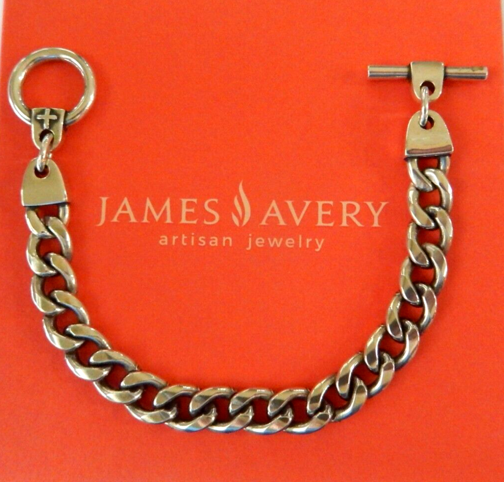 JAMES AVERY 925 Silver - HEAVY 44 grams - Strength In Faith  Curb Link Bracelet