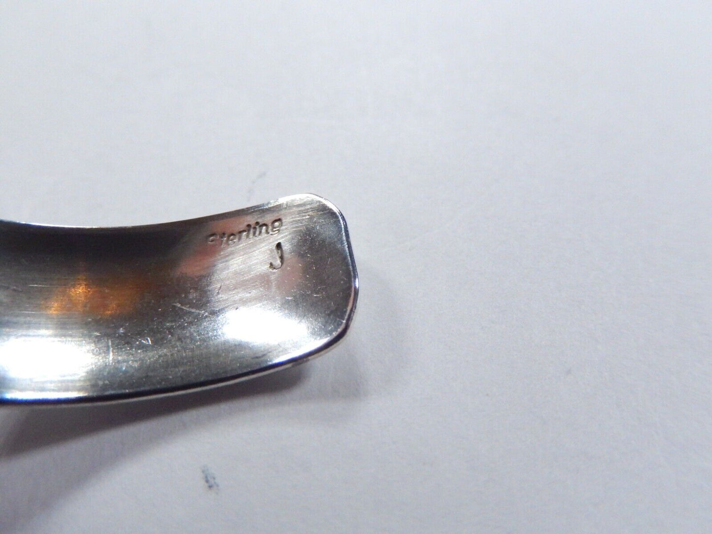 Vintage Sterling Silver Artisan Tooled Southwest Native American Cuff, J Signed