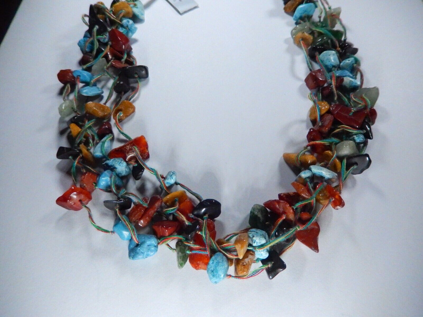 *VINTAGE* Native American Multi Gemstone Beaded Necklace 6 Strand 18" Length