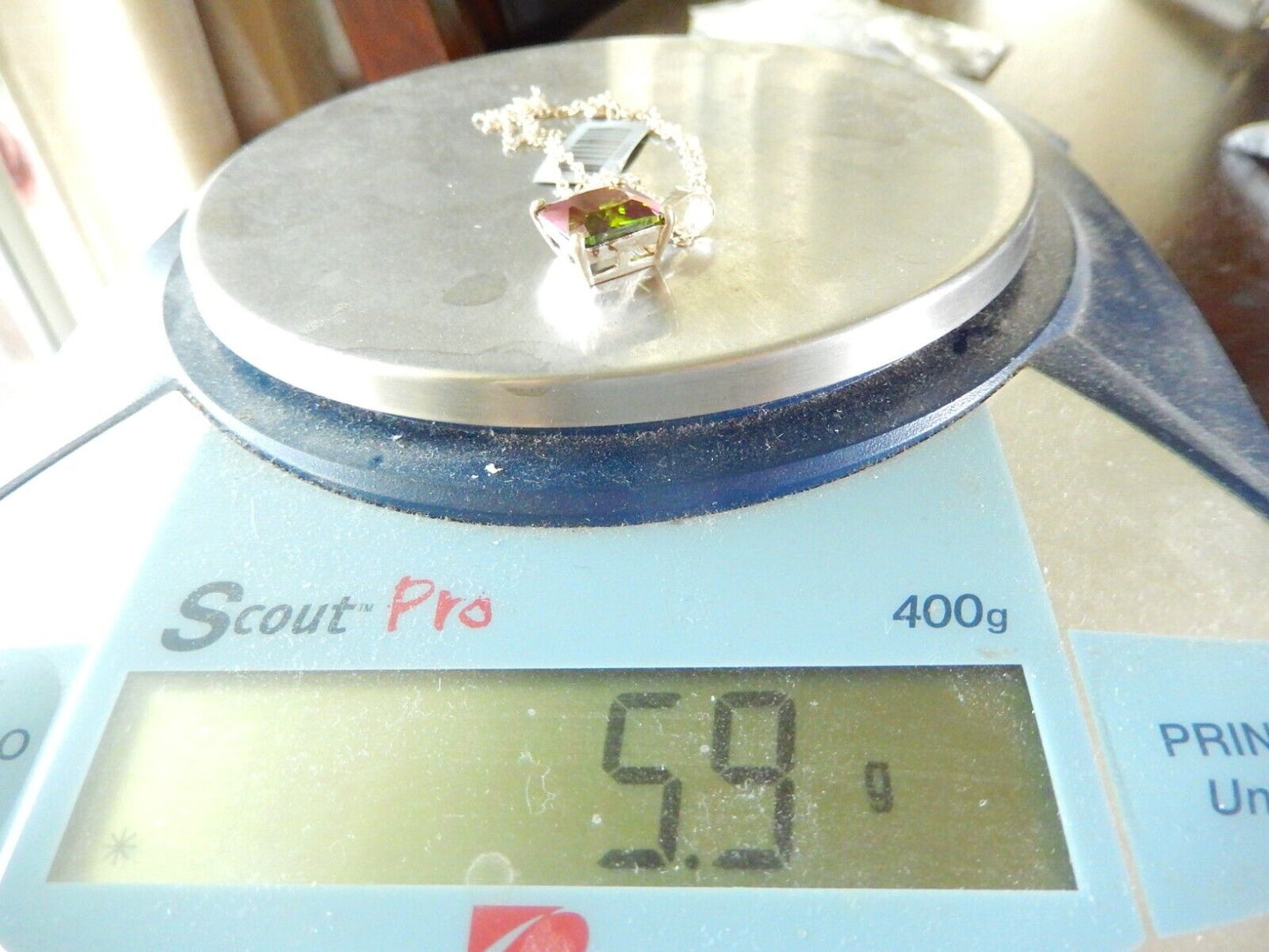 900 CT Peridot Princess Cut Solitaire Sterling Pendant w18 Chain