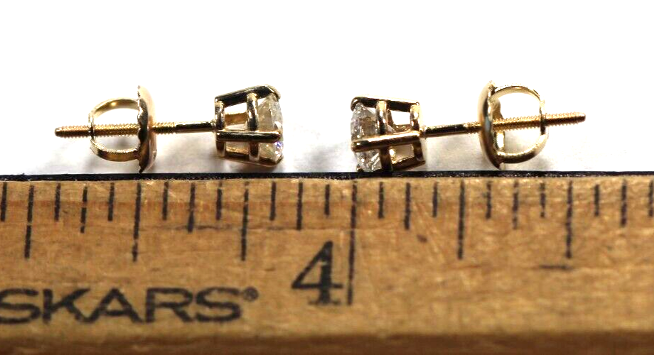 New!! 14KYellow Gold .40 CT TW Natural Diamond I-2 /I-J Screw Back Stud Earrings