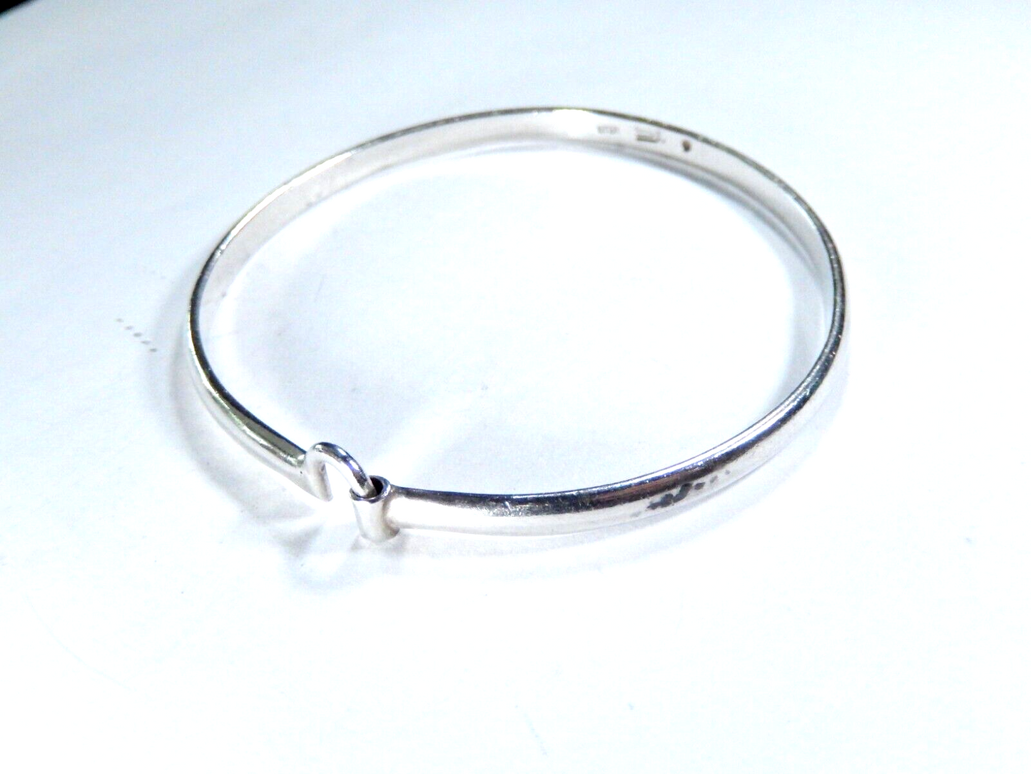 *VINTAGE*  Artist Signed Hook on Sterling Silver Bracelet 4.0mm Wide  13.7 grams