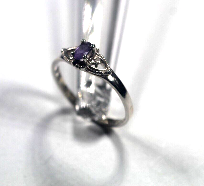 *VINTAGE* Oval Amethyst 925 Sterling Silver Ring - Size 8.75