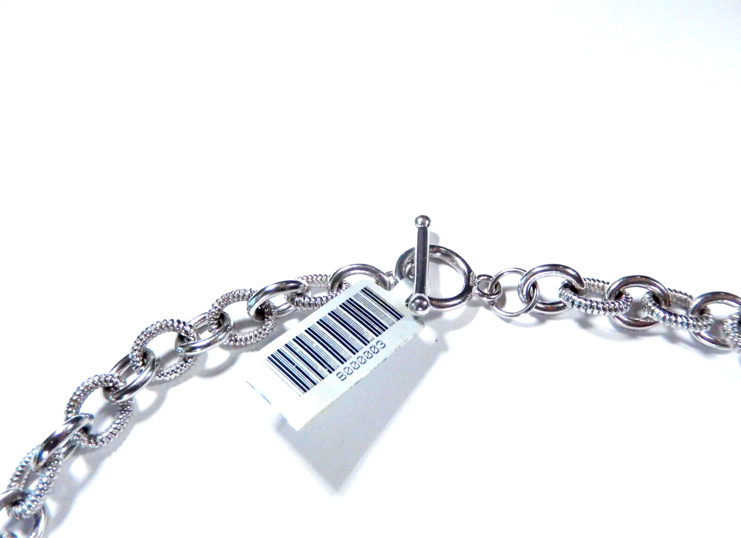 "BELLA UNO" Sterling Diamond Lock & Key Toggle 18" Thick Rollo Necklace