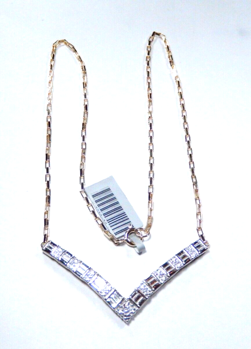 Ross Simons Gold .925 Vermeil "V" Diamond Pendant & 18" Fancy Vermeil Chain