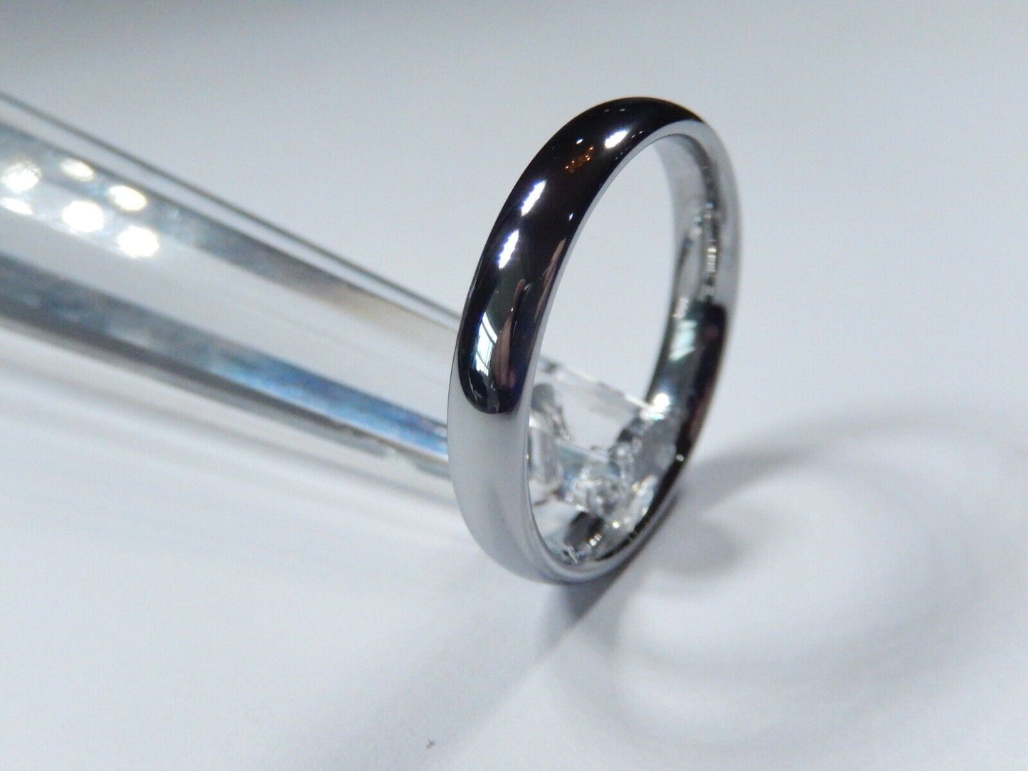 *NEW* Silver Tungsten 4mm Comfort Fit Round Top Wedding Band Size 10.5