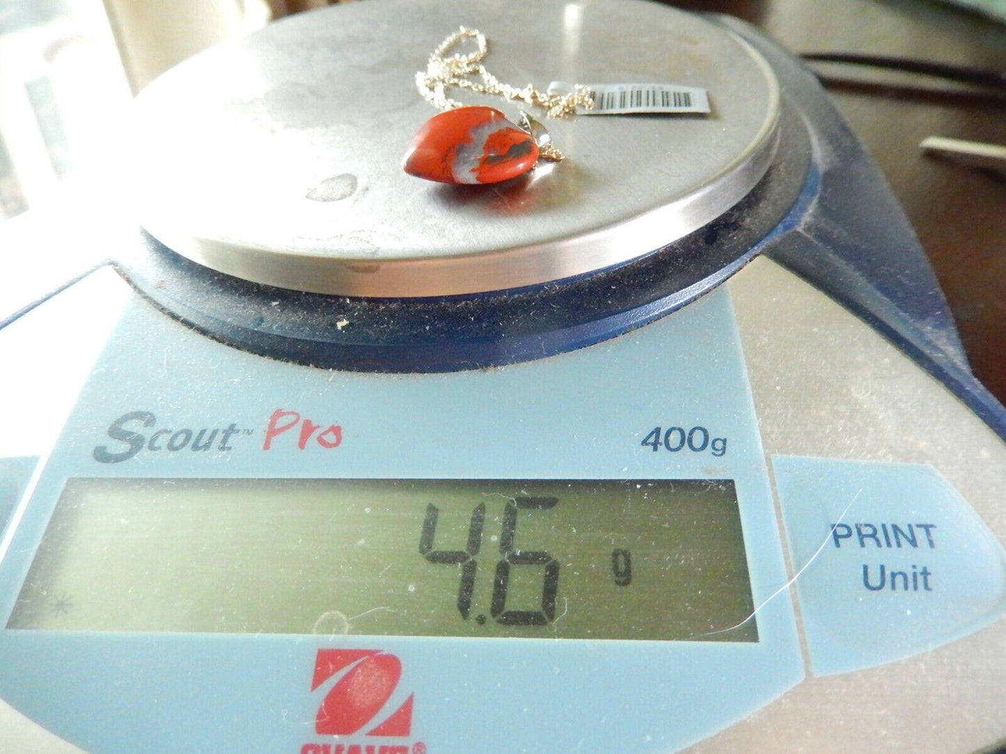 Sterling Silver Natural Red Jasper Heart Shape Gemstone Pendant With 18" Chain