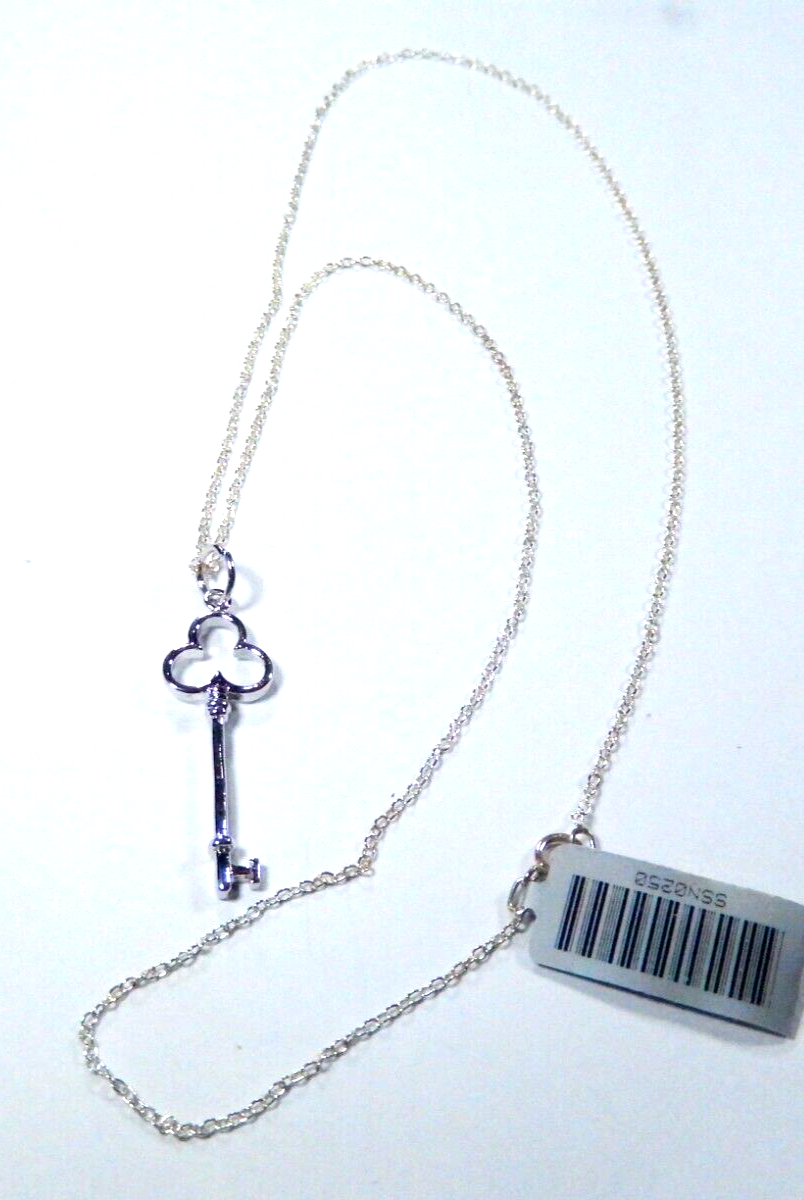 Skeleton Key Sterling Silver 925 Pendant w/18" Sterling Chain