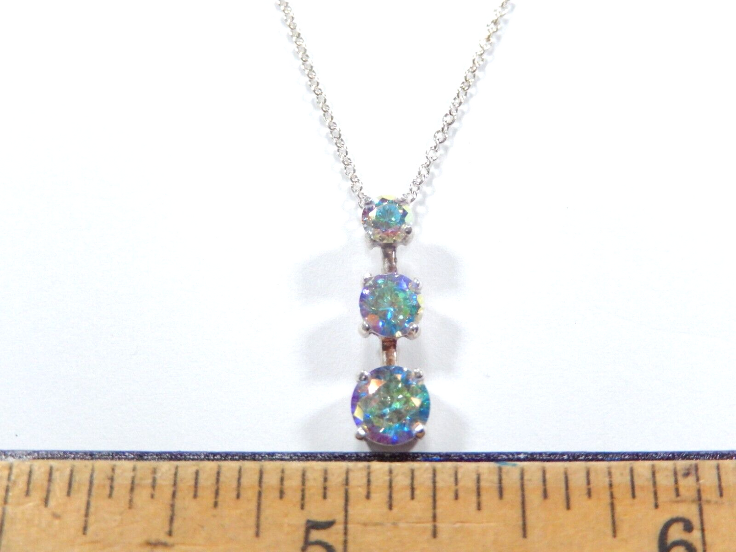 Sterling Silver .85CT Mystic Topaz Past Present Future Pendant w/18" Chain