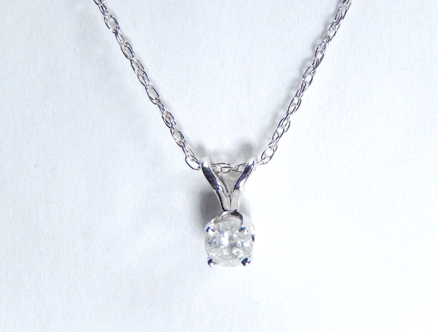 14K White Gold 16CT Brilliant Cut Natural Diamond Solitaire Pendant w18 Chain