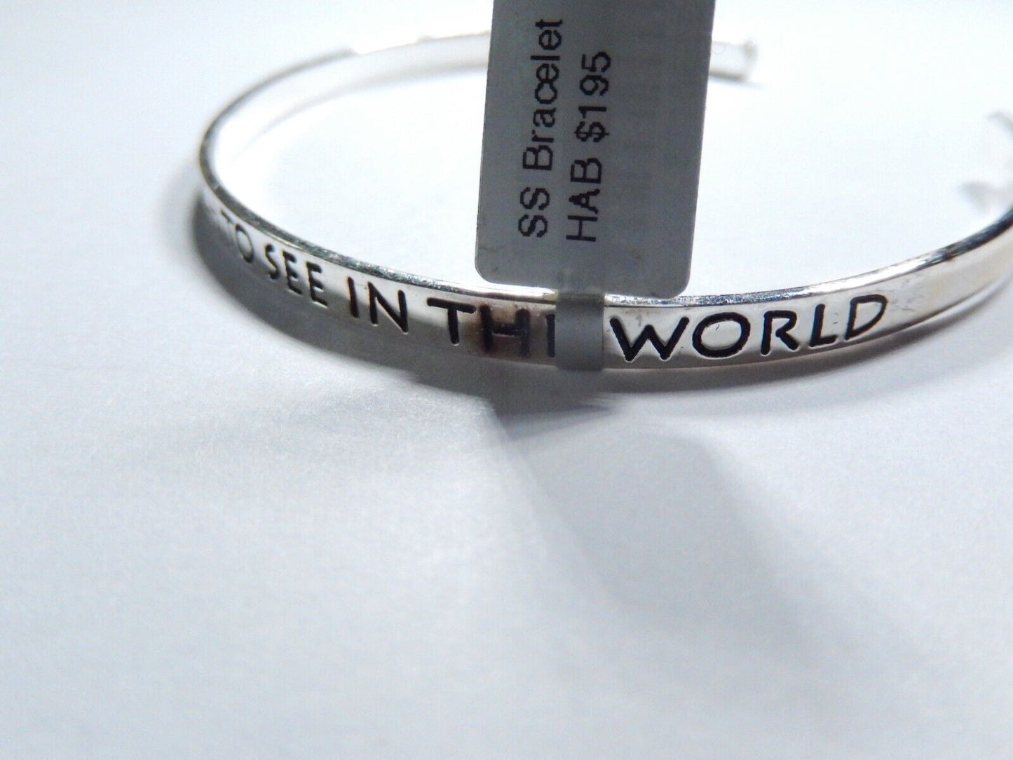 Sterling Silver 925 Inspirational "Be The Change....In The World Cuff Bracelet