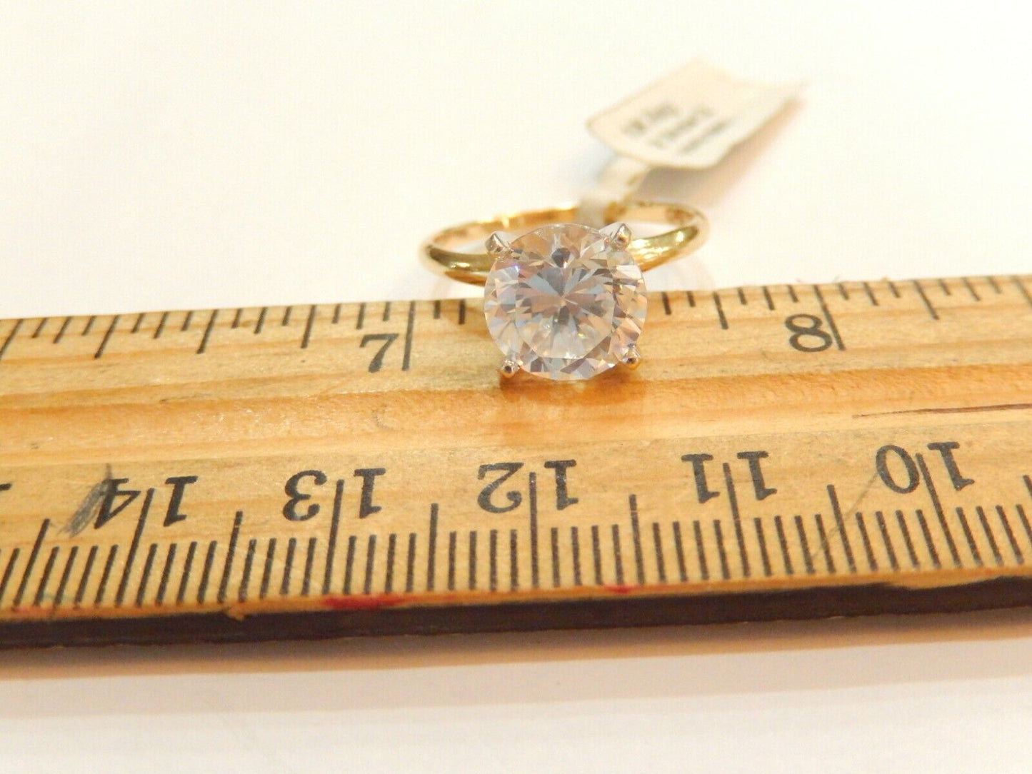 10K Yellow Gold 275CT VVS Solitaire  Cubic Zirconia  Sparkling Ring Sz 725