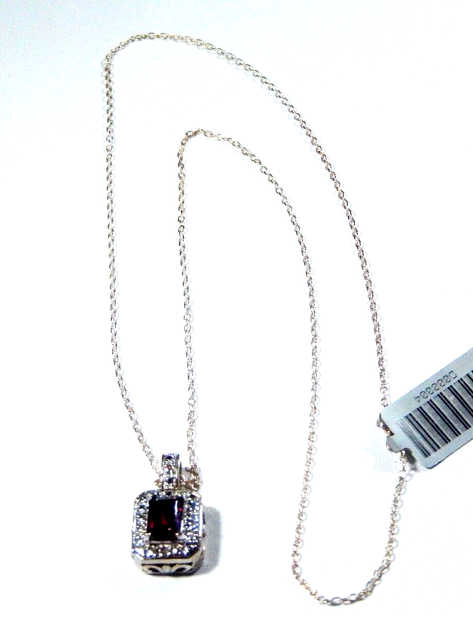 VINTAGE  Gold Vermeil Sterling Silver Amethyst  Diamond Pendant w18 Chain