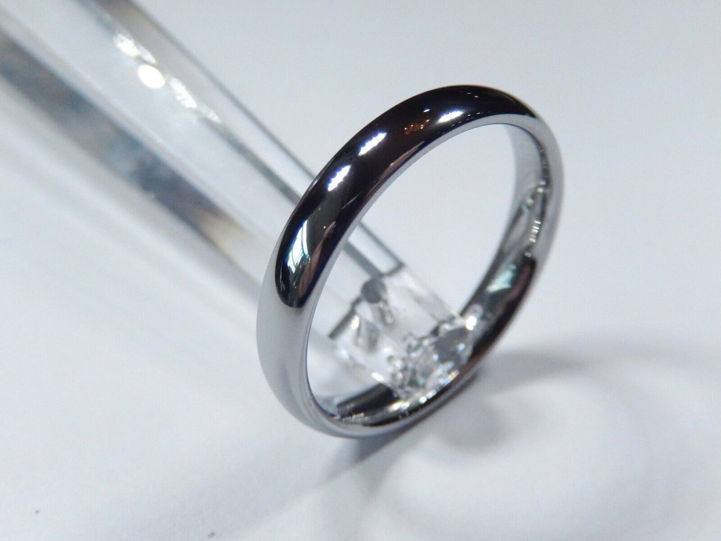 *NEW* Silver Tungsten 4mm Comfort Fit Round Top Wedding Band Size 10.5