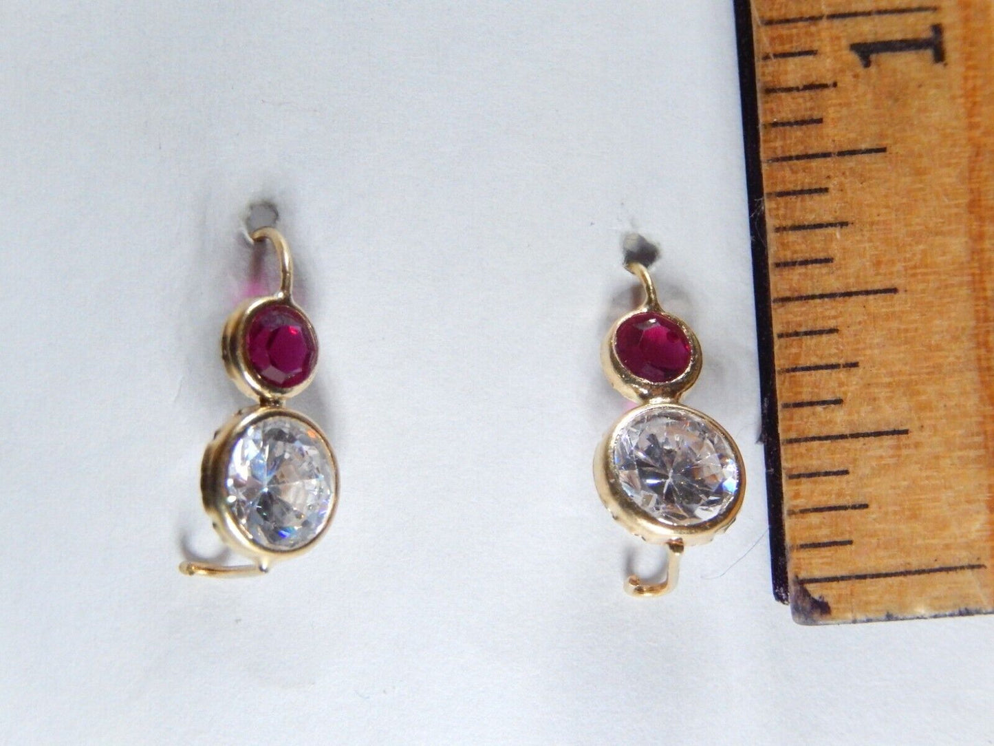 Gorgeous 14k Yellow Gold Round Cut Sparkling  CZ French Wire Hook Earrings